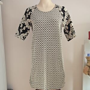 Scotch & Soda Black and Cream Patterned Long Sleeve Dress